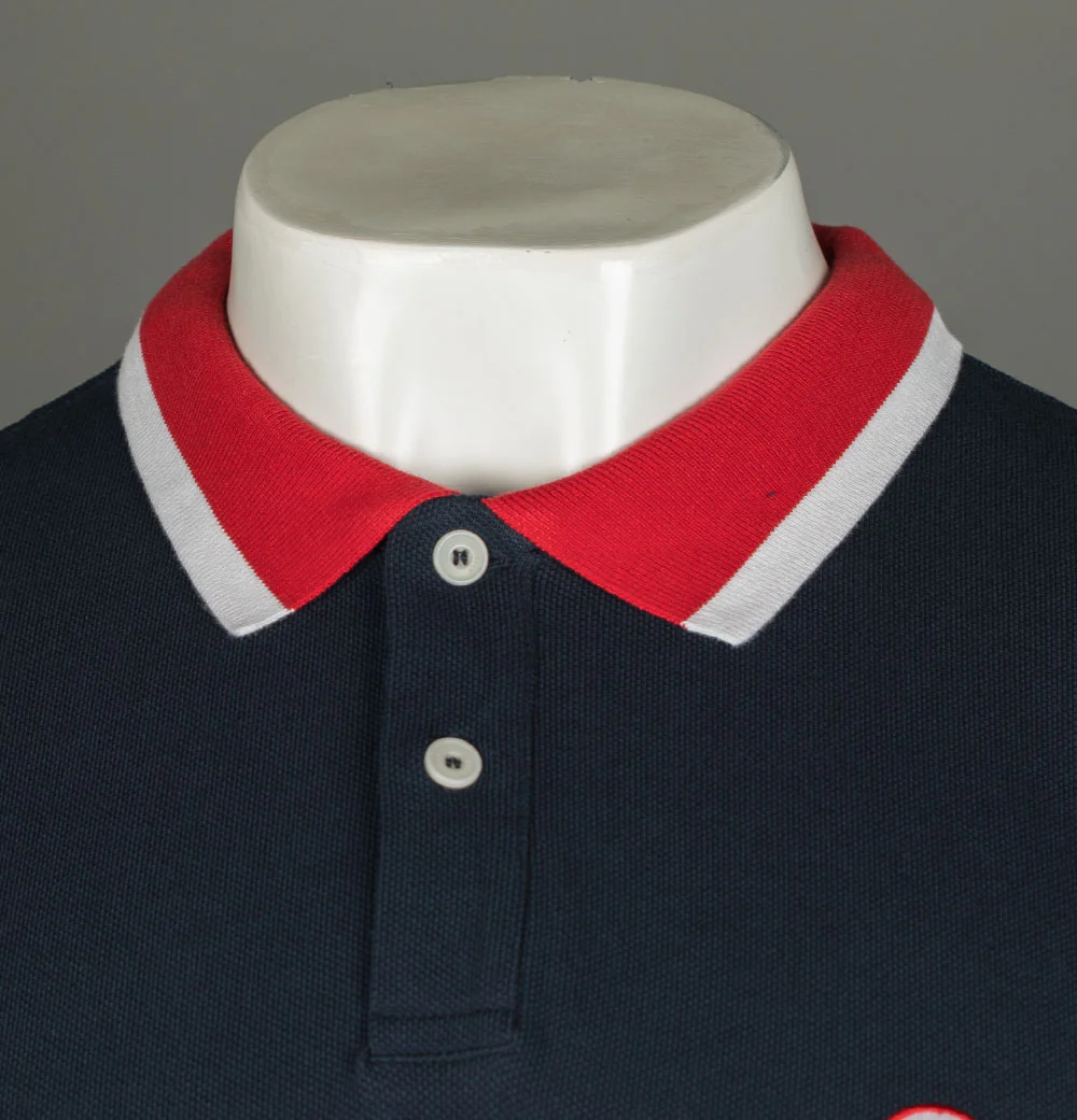 Pretty Green Tilby Pique Polo Shirt Navy Blue - Image 3