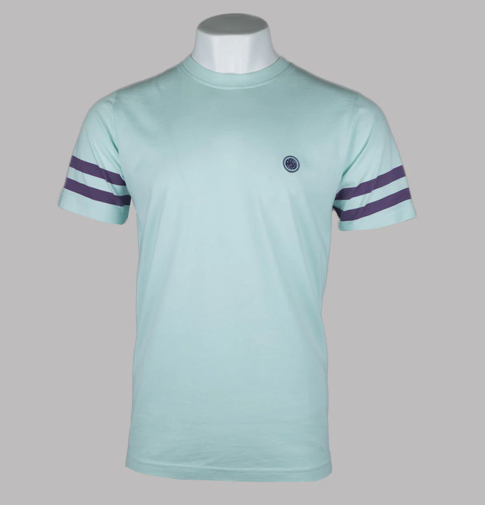 Pretty Green Waterfall Sleeve Stripe T-Shirt Blue