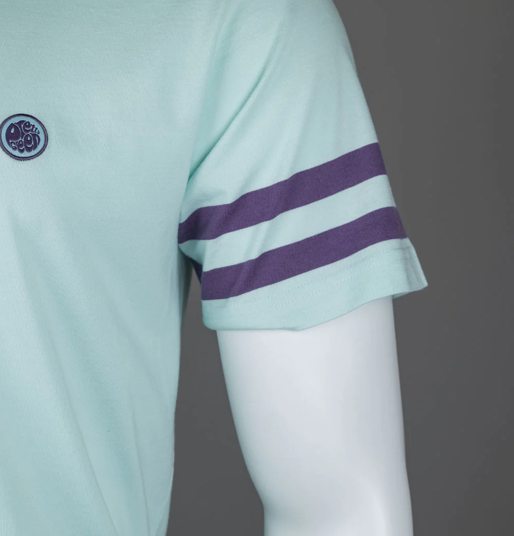 Pretty Green Waterfall Sleeve Stripe T-Shirt Blue - Image 5