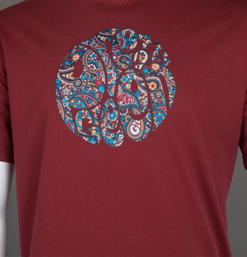 Pretty Green Wonderwall Paisley Print Logo T-Shirt Red - Image 3