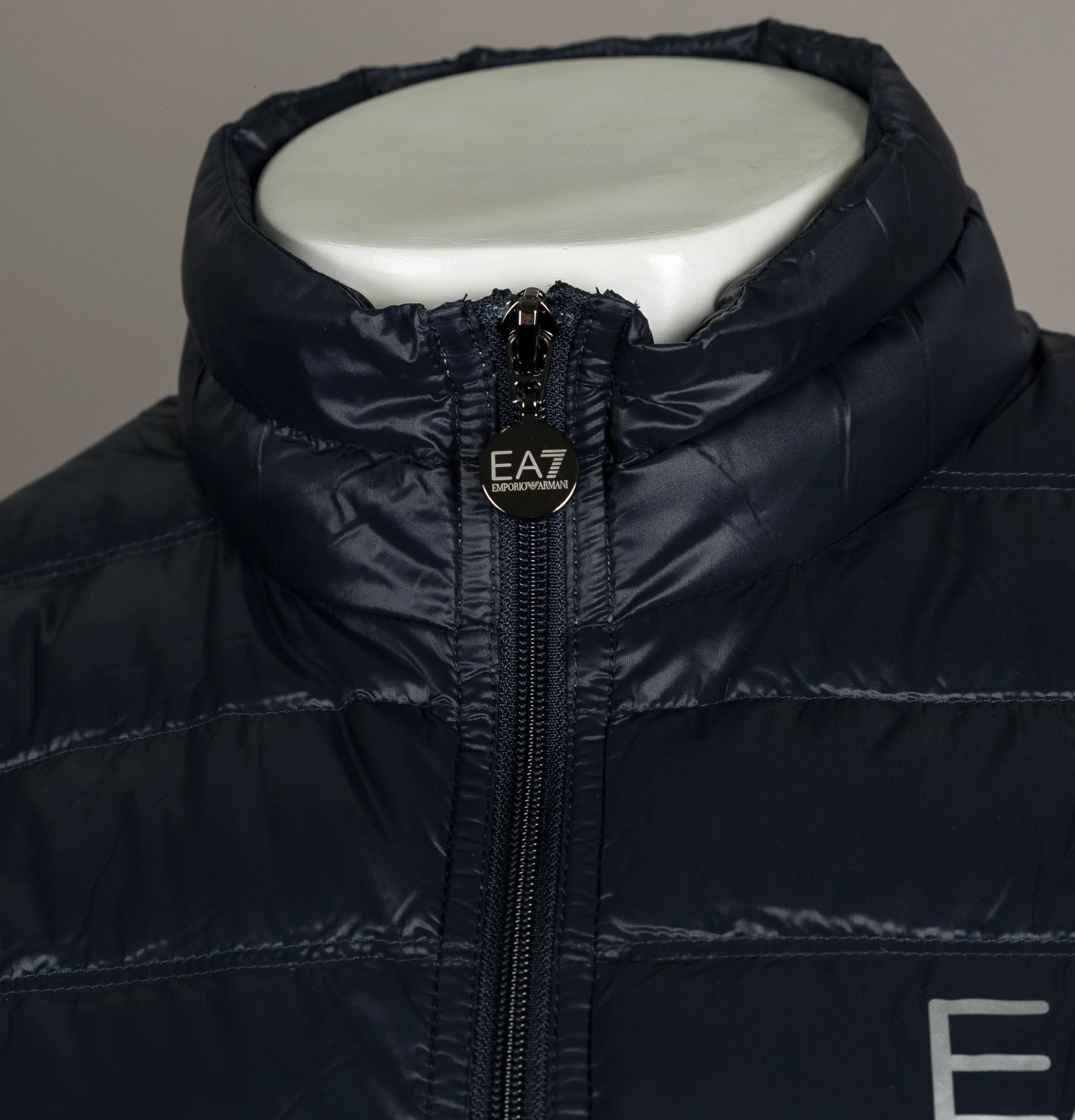 EA7 Quilted Down Gilet Night Blue - Image 3
