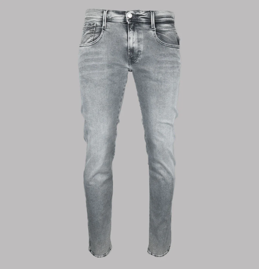 Replay Anbass Slim Fit Hyperflex Jeans Medium Grey Dust - Image 2