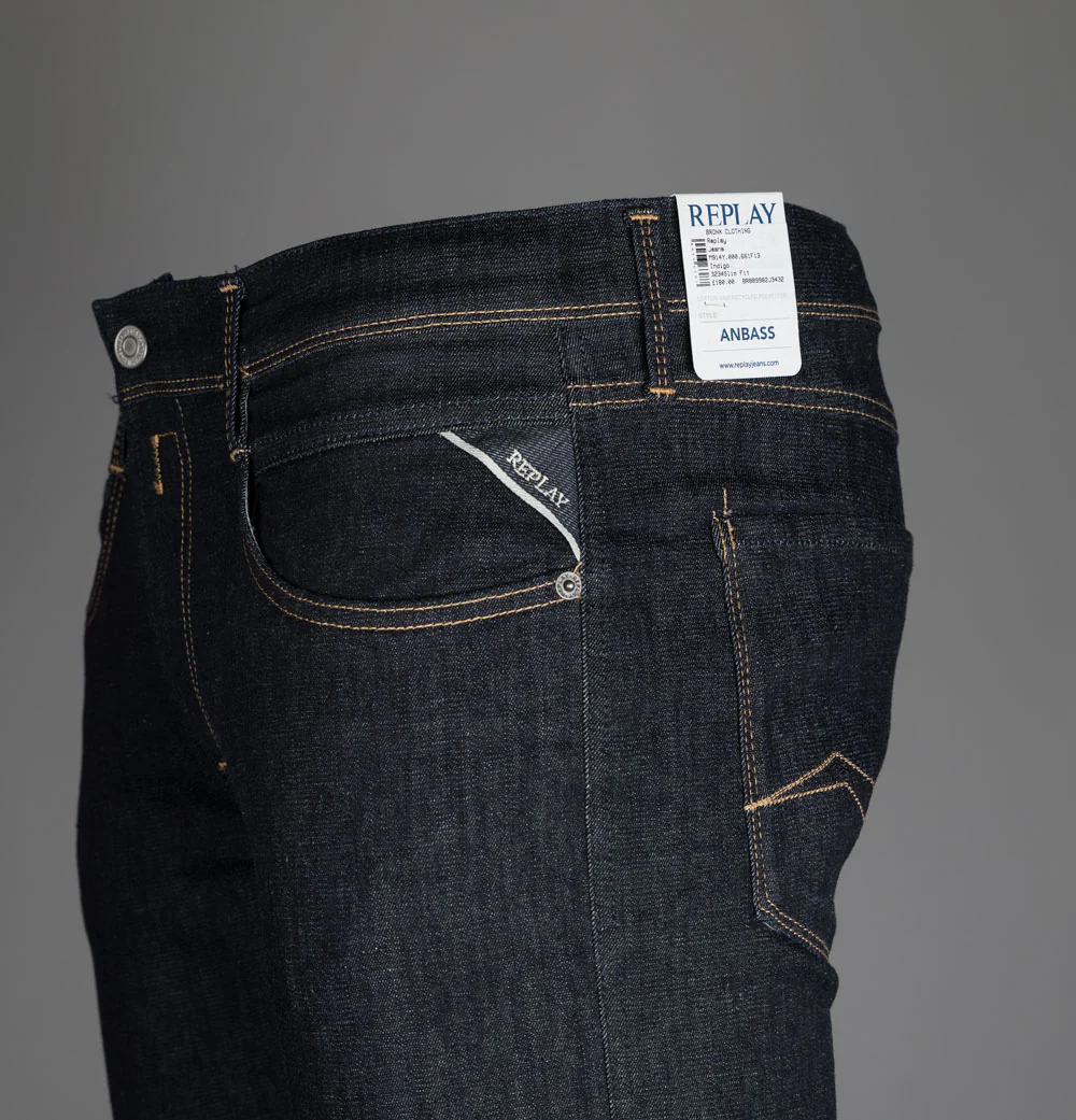 Replay Anbass Slim Fit Hyperflex Re-Used Jeans Indigo - Image 5