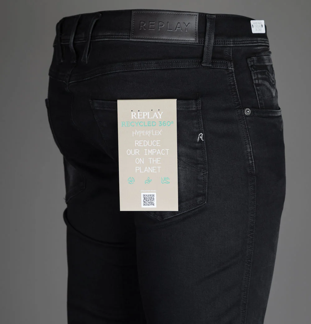 Replay Anbass Slim Fit Hyperflex Recycled 360 Jeans Black - Image 6