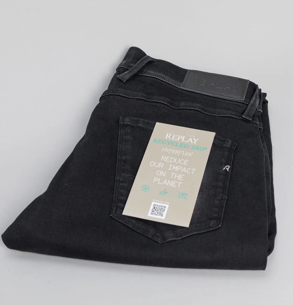 Replay Anbass Slim Fit Hyperflex Recycled 360 Jeans Black - Image 7