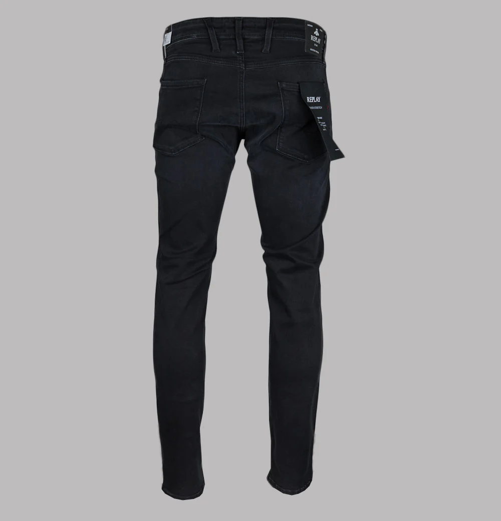 Replay Anbass Slim Fit Power Stretch Jeans Black - Image 3