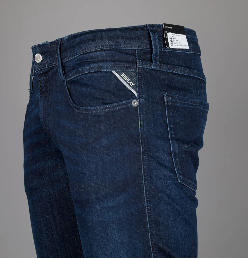 Replay Anbass Slim Fit Power Stretch Jeans Dark Indigo - Image 4