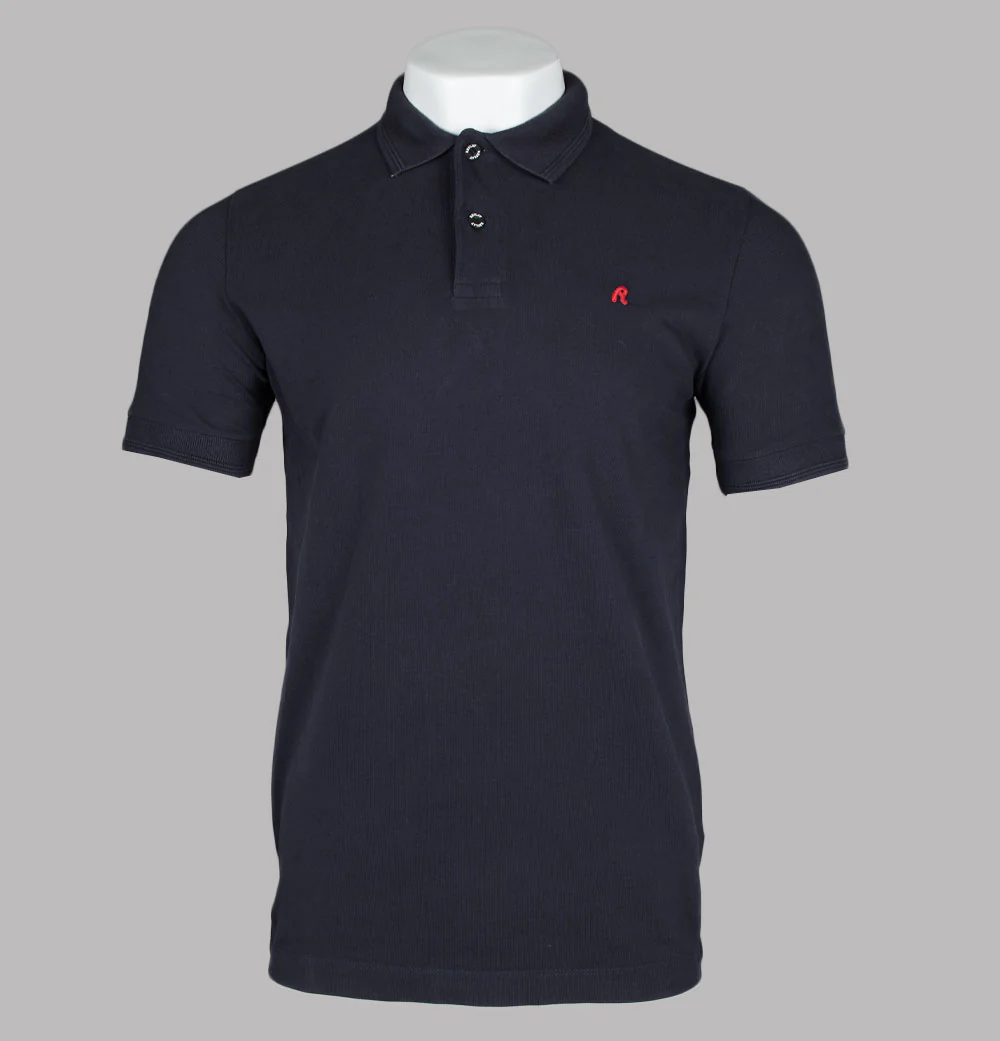 Replay Cotton Pique Polo Shirt Navy