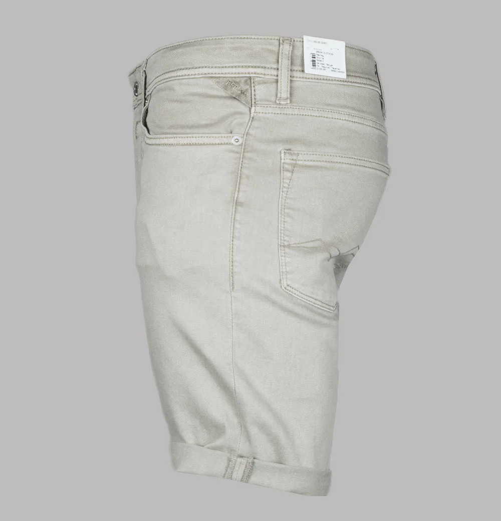 Replay RBJ.981 Tapered Fit Denim Shorts Oatmeal Beige - Image 3