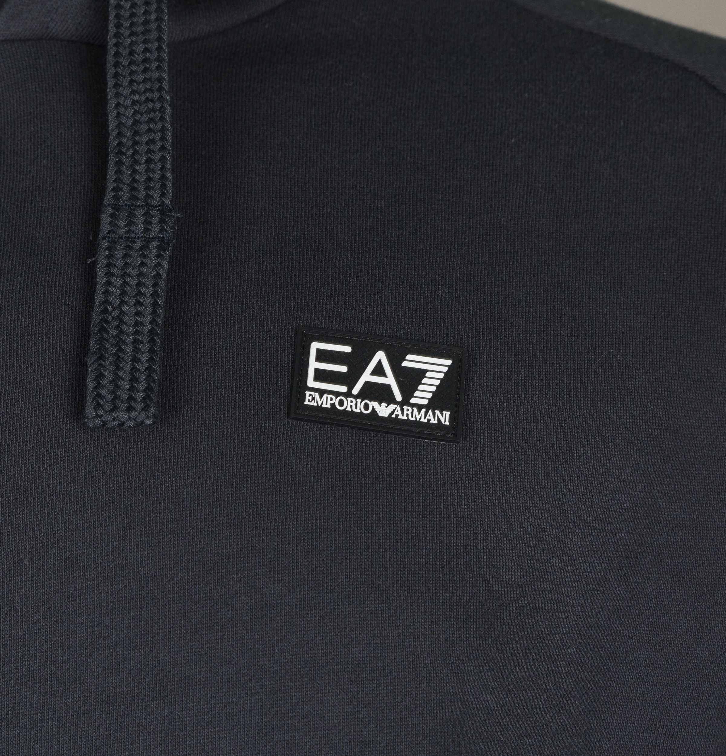 EA7 Rubber Box Logo Hooded Sweatshirt Night Blue - Image 3