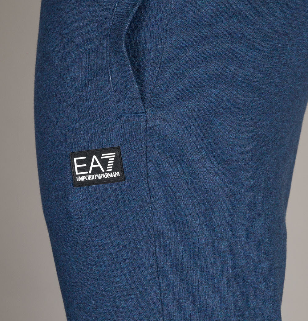 EA7 Rubber Box Logo Joggers Blue Melange - Image 4