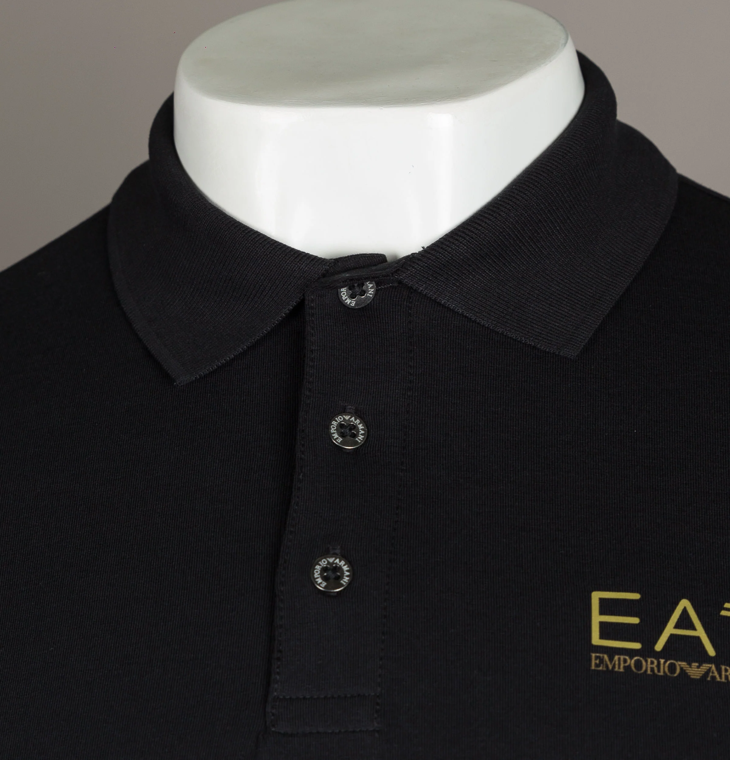 EA7 S/S Jersey Polo Shirt Black/Gold - Image 3