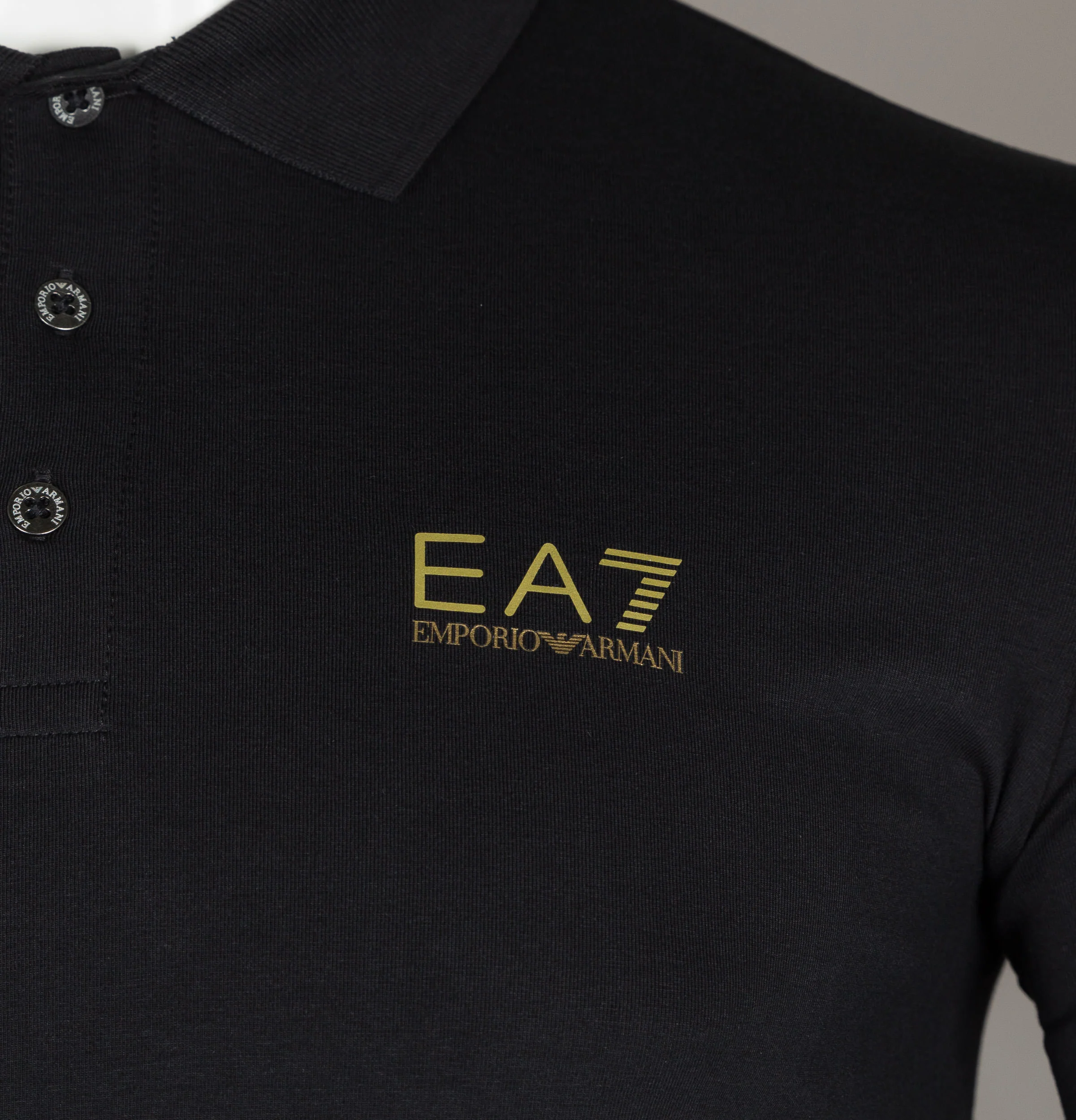 EA7 S/S Jersey Polo Shirt Black/Gold - Image 4