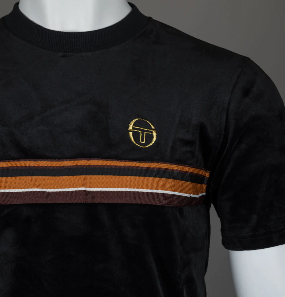 Sergio Tacchini Ayme Velour T-Shirt Black/Gold - Image 3