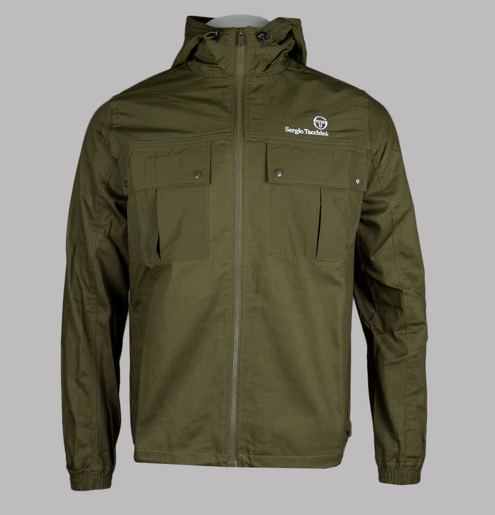 Sergio Tacchini Calisti Hooded Jacket Dark Olive