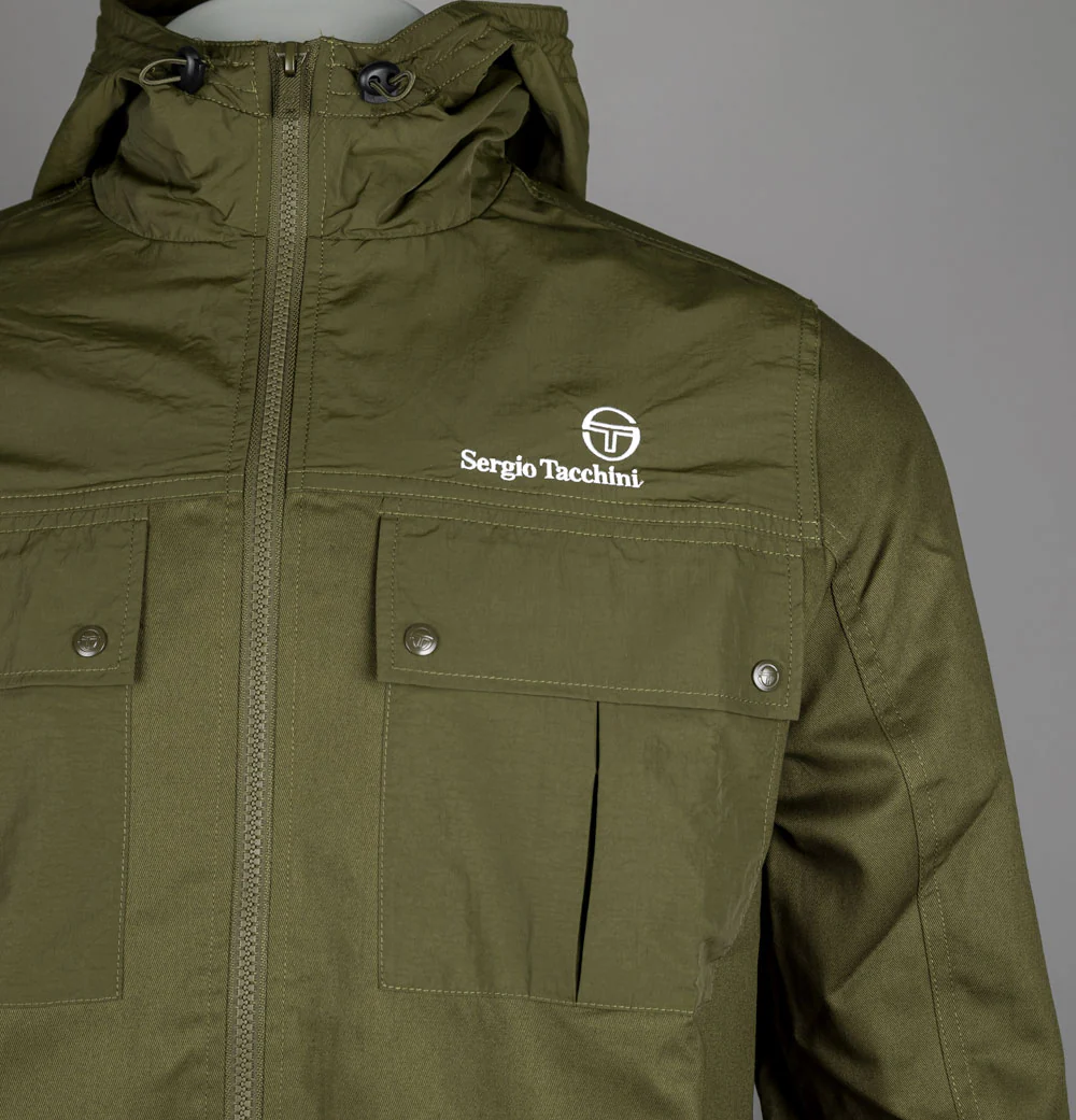 Sergio Tacchini Calisti Hooded Jacket Dark Olive - Image 3