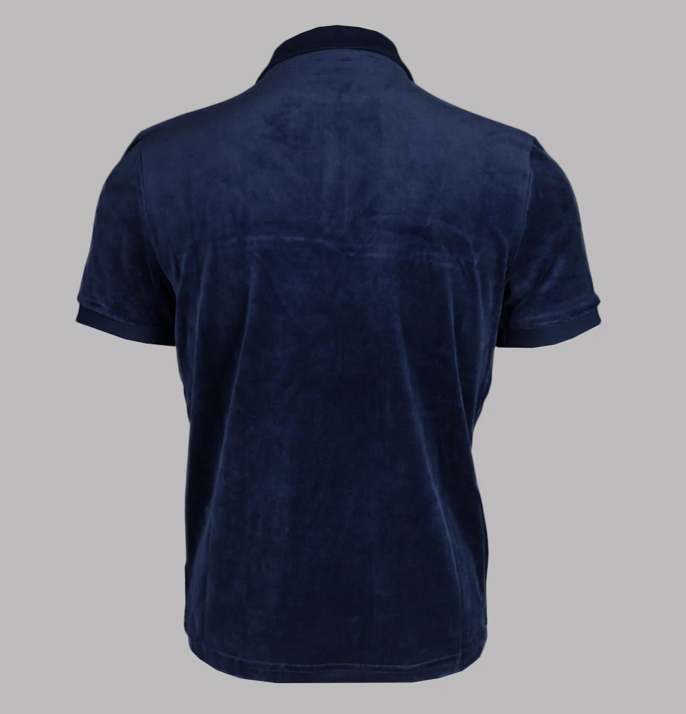 Sergio Tacchini Cardona Velour Zip Polo Shirt Maritime Blue/White - Image 2