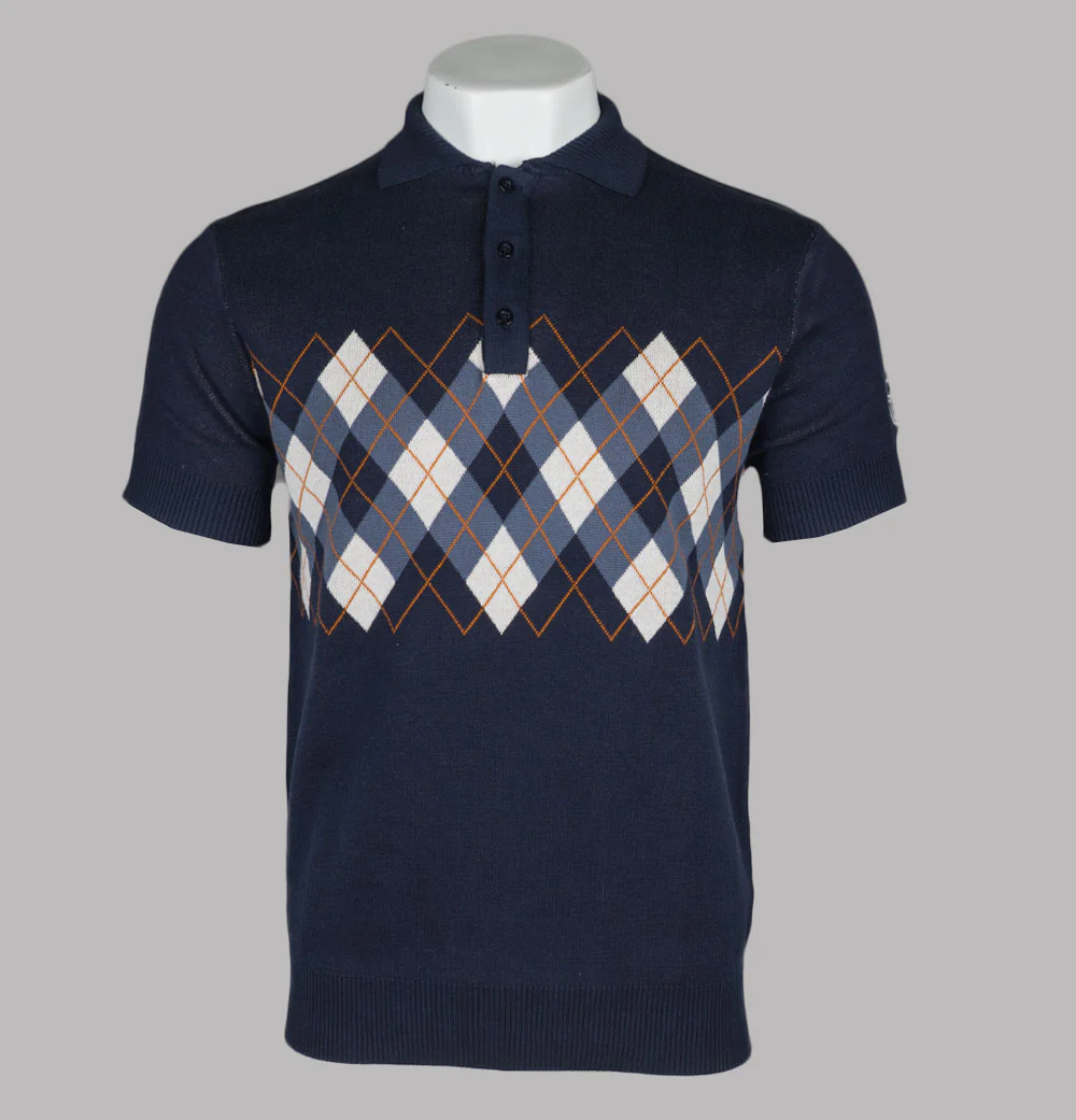 Sergio Tacchini Carezza Knitted Polo Shirt Maritime Blue/Vintage Indigo/Gardenia