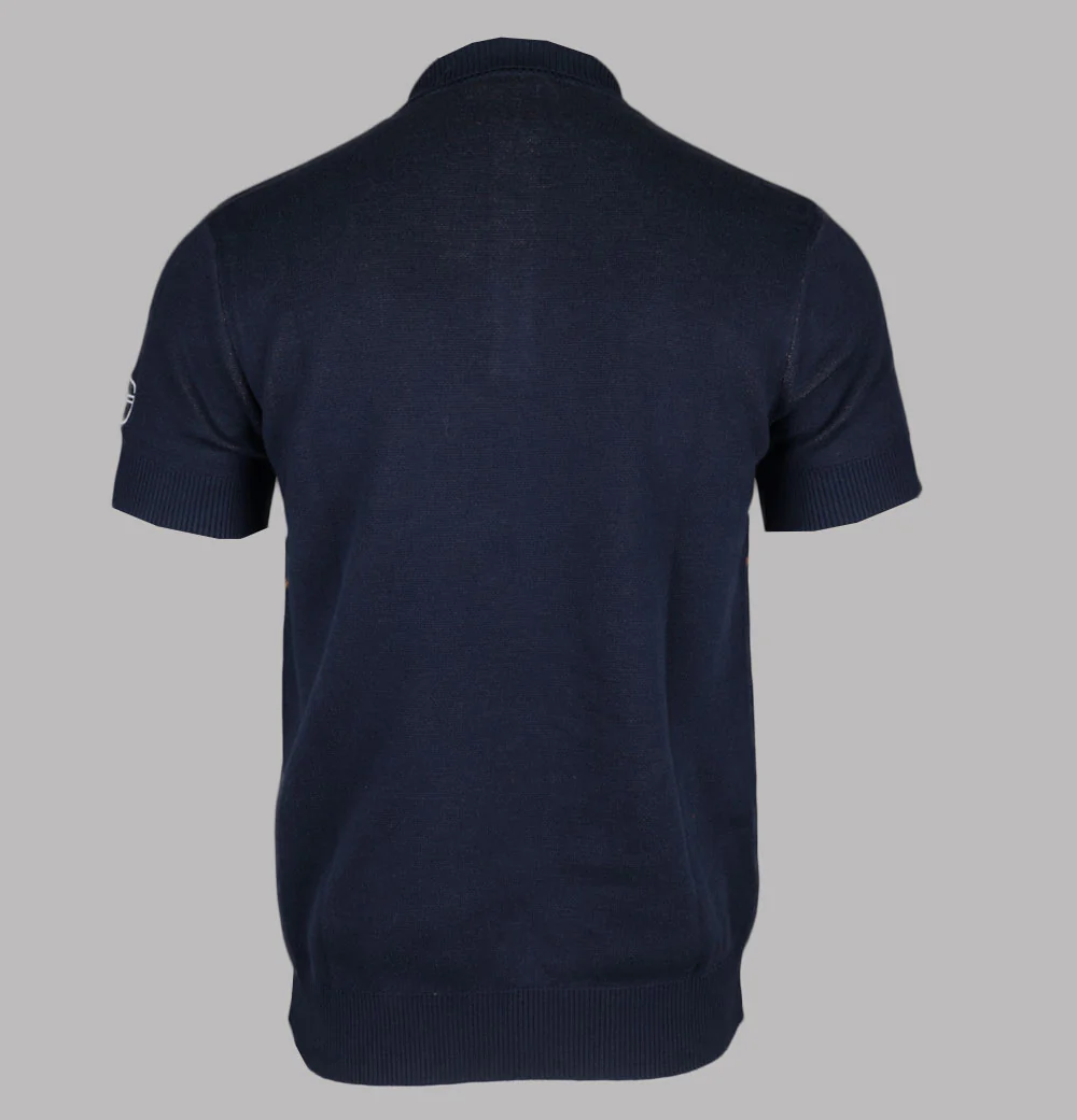 Sergio Tacchini Carezza Knitted Polo Shirt Maritime Blue/Vintage Indigo/Gardenia - Image 2