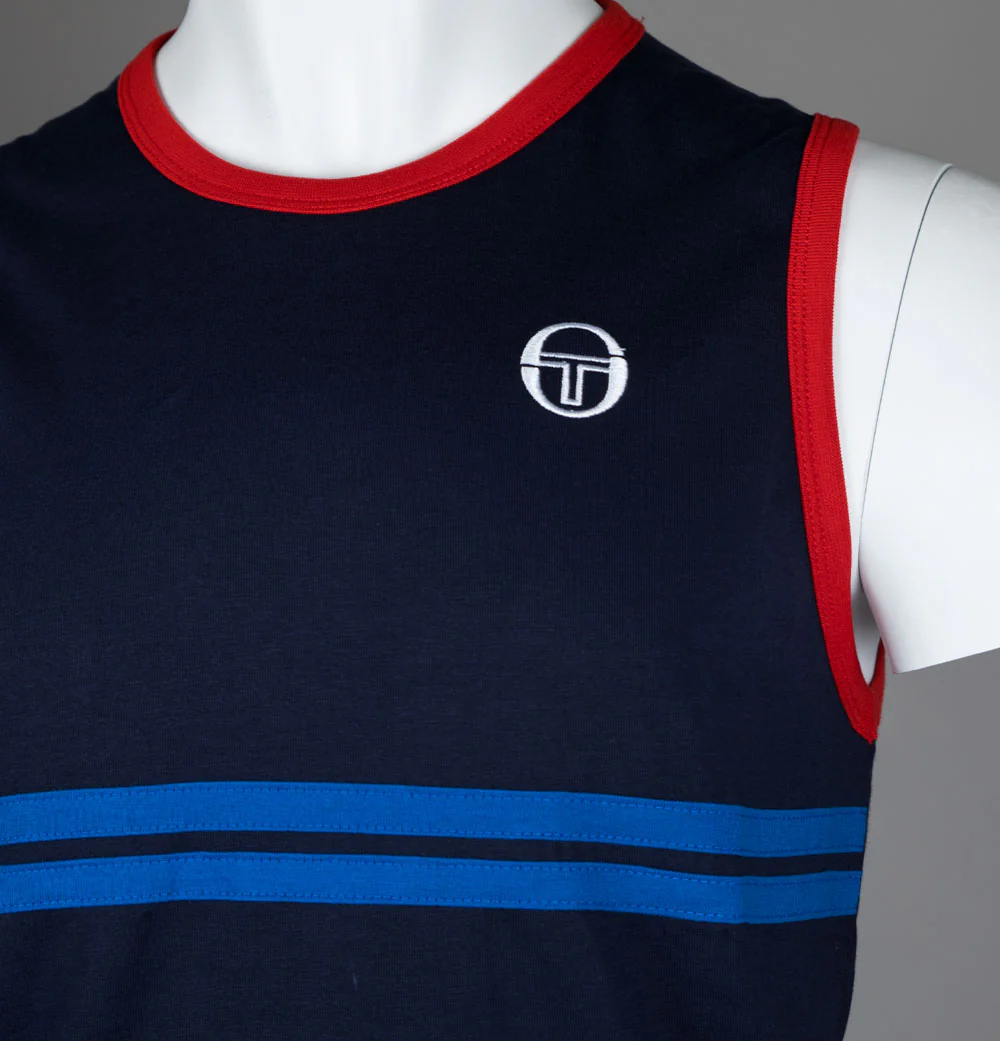 Sergio Tacchini Dallas Tank Top Maritime Blue/Adrenaline Rush/Nautical Blue - Image 3