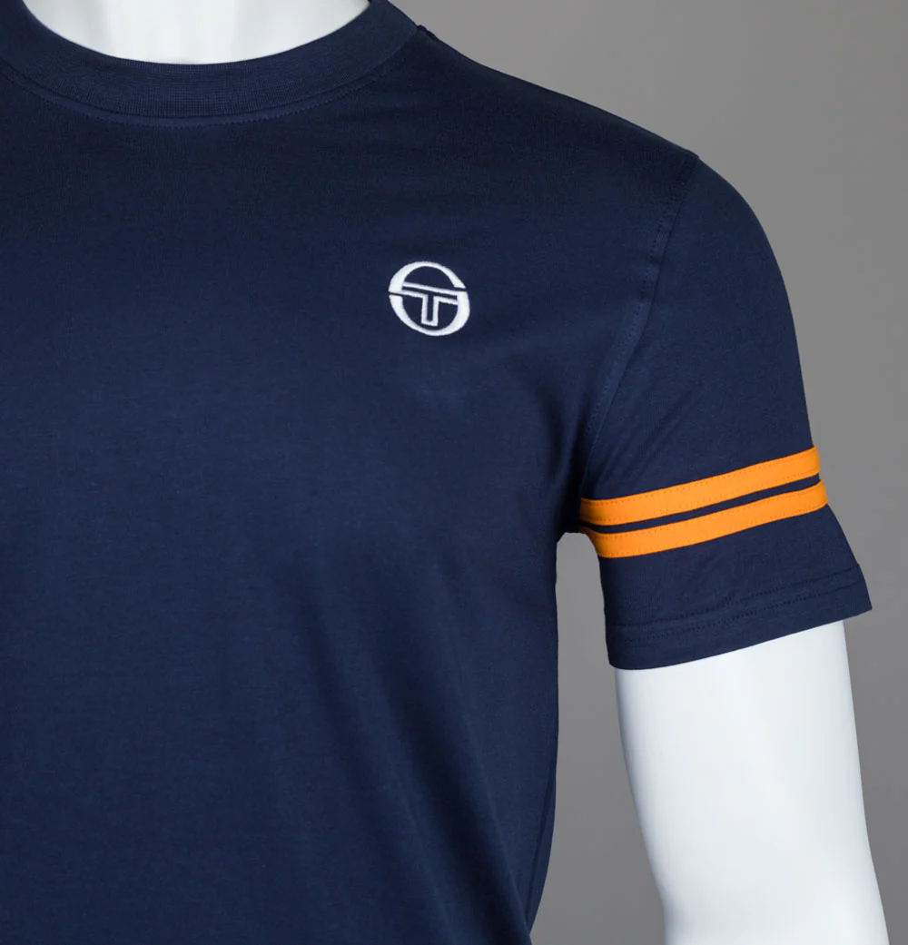 Sergio Tacchini Grello T-Shirt Maritime Blue/Orange Pepper - Image 3