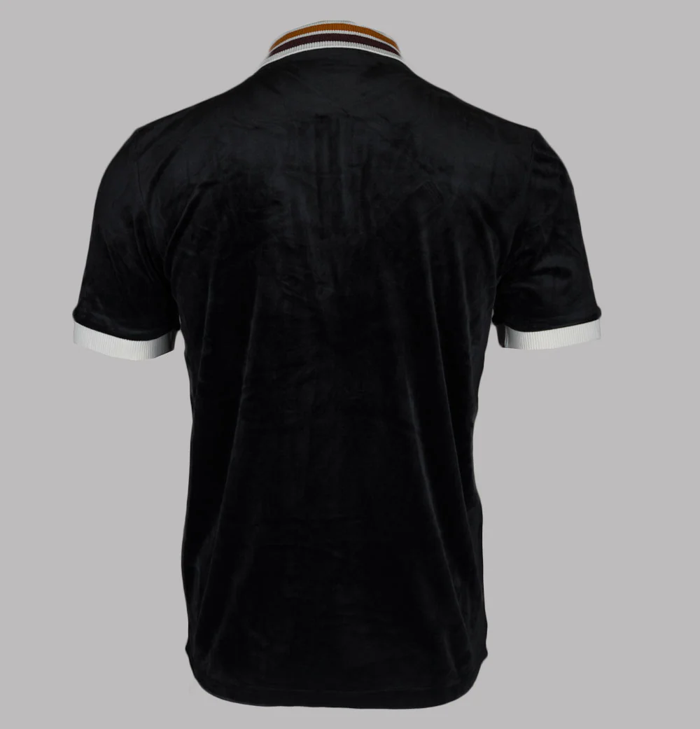 Sergio Tacchini Mahony Velour 1/4 Zip Polo Shirt Black/Gold - Image 2