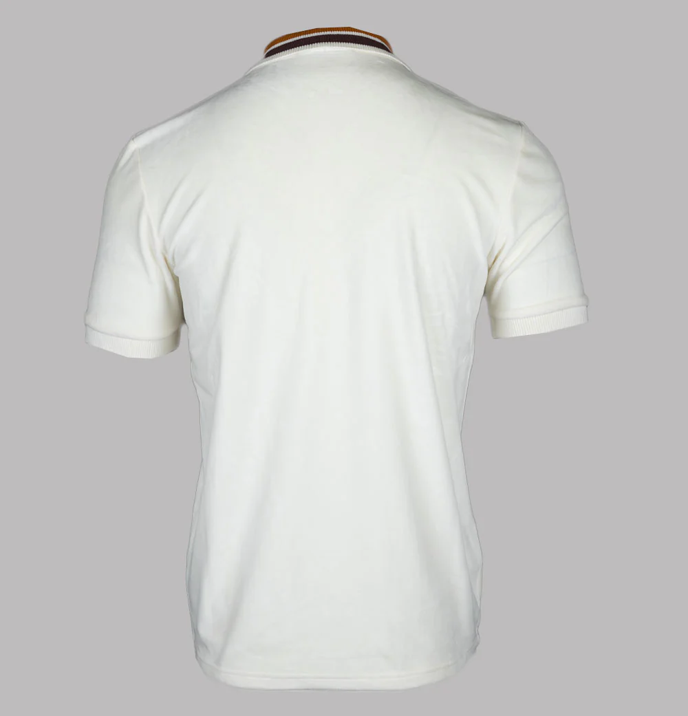 Sergio Tacchini Mahony Velour 1/4 Zip Polo Shirt Gardenia/Gold - Image 2