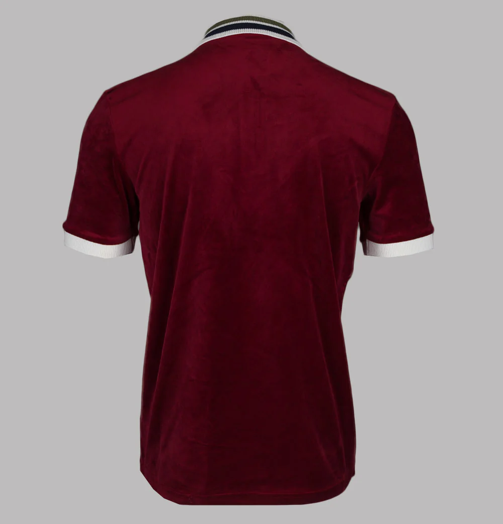 Sergio Tacchini Mahony Velour 1/4 Zip Polo Shirt Rhubarb/Gold - Image 2