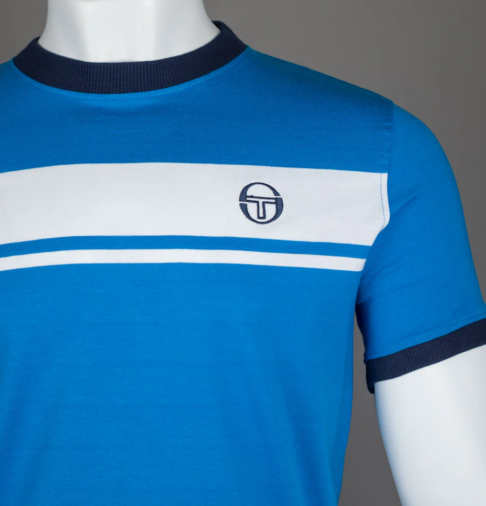 Sergio Tacchini Master T-Shirt Directoire Blue/White/Maritime Blue - Image 3