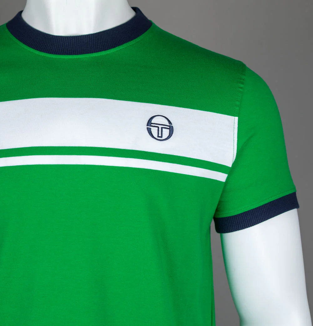 Sergio Tacchini Master T-Shirt Fern Green/White/Maritime Blue - Image 3
