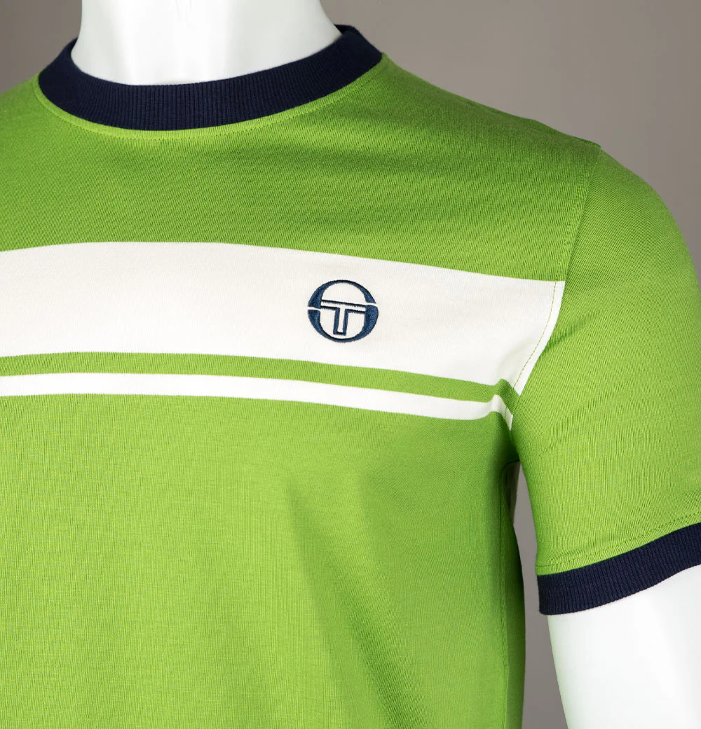 Sergio Tacchini Master T-Shirt Piquant Green/Maritime Blue/Gardenia - Image 4