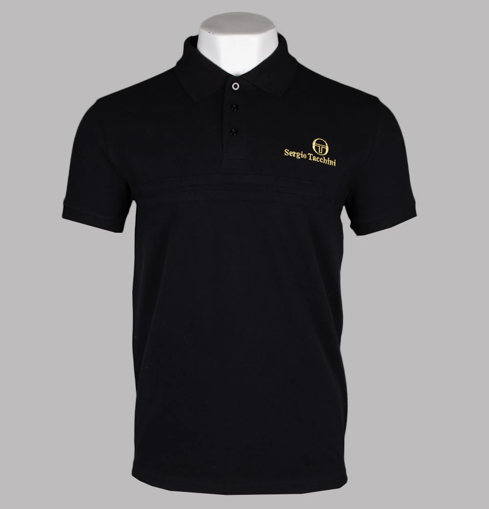 Sergio Tacchini Moda Milano Supermac Primo Polo Shirt Black/Gold