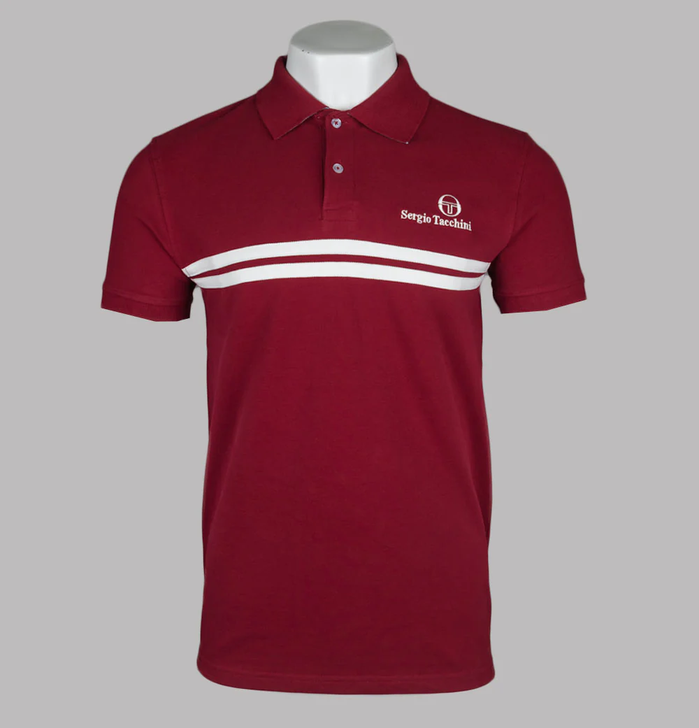 Sergio Tacchini New Supermac Polo Shirt Rhubarb/Gardenia/Aruba Blue