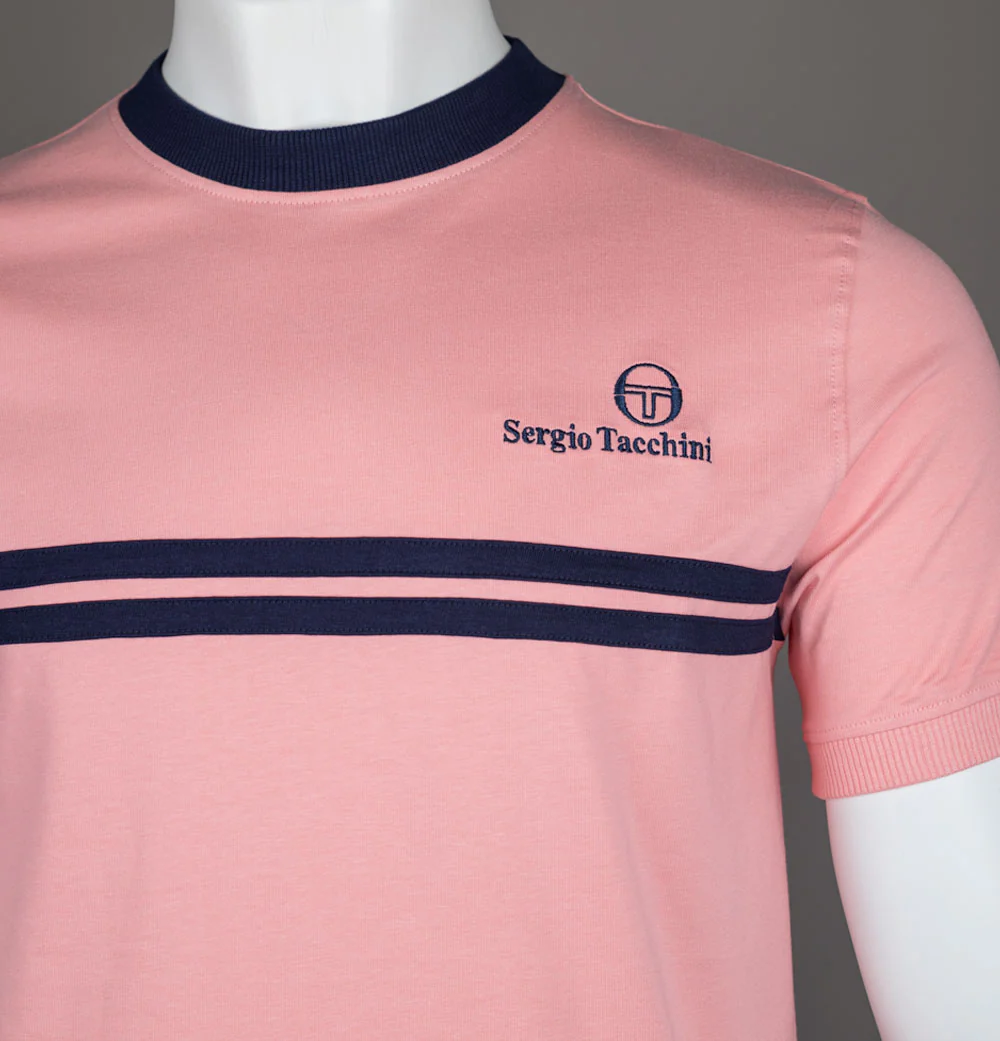 Sergio Tacchini New Supermac T-Shirt Quartz Pink/Maritime Blue - Image 3