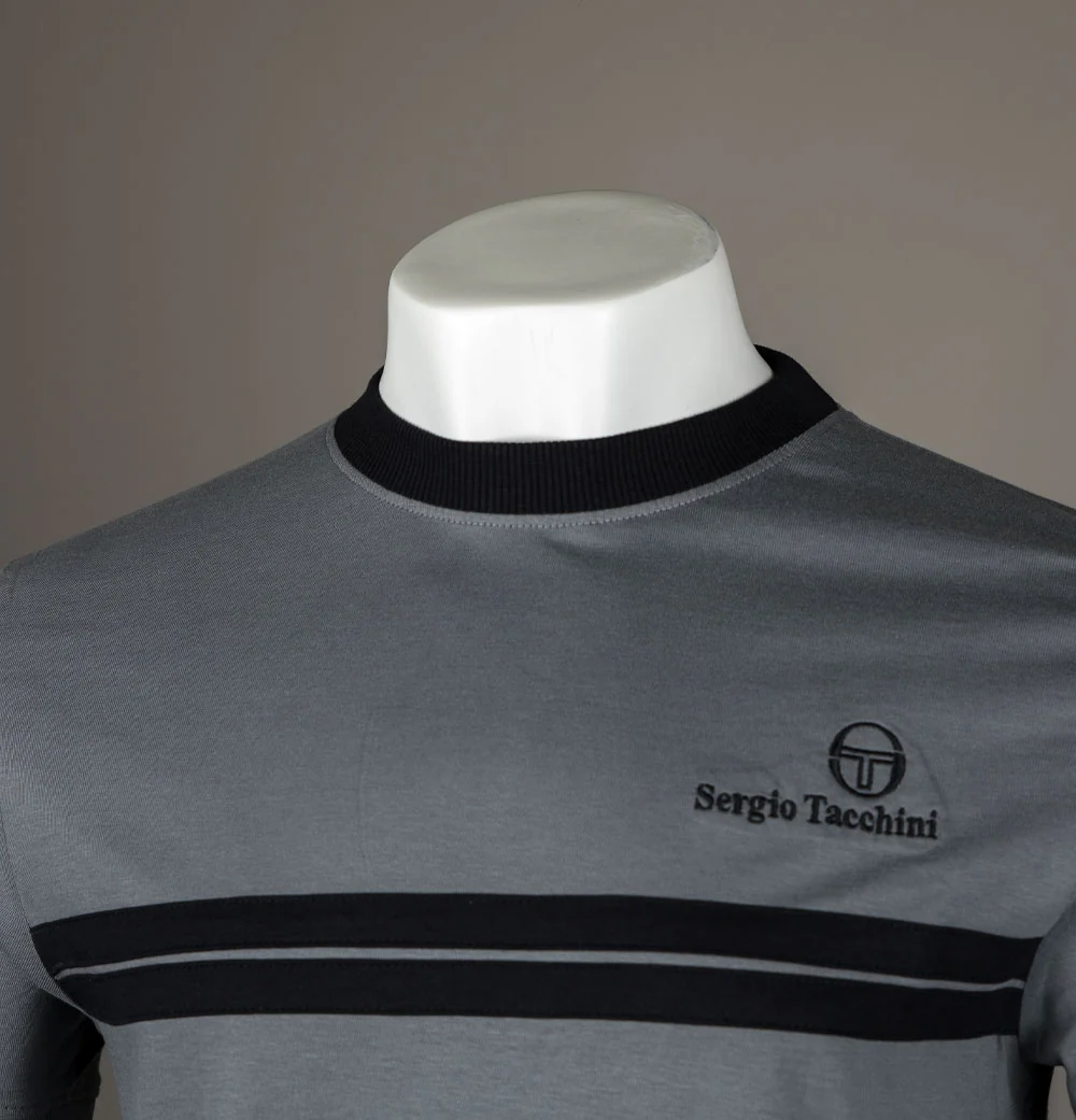 Sergio Tacchini New Supermac T-Shirt Quiet Shade/Black - Image 3