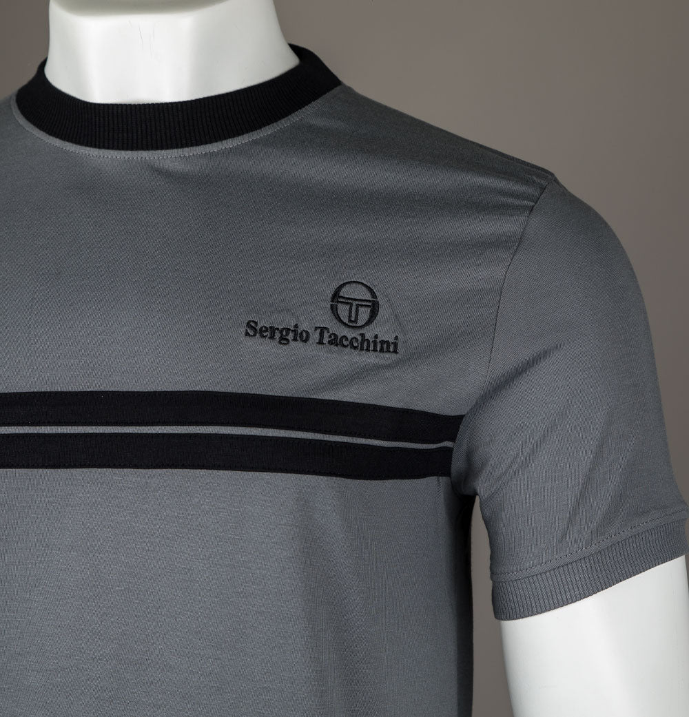 Sergio Tacchini New Supermac T-Shirt Quiet Shade/Black - Image 4