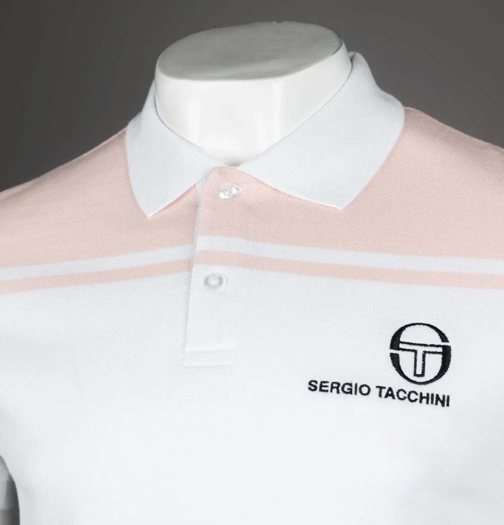 Sergio Tacchini New Young Line Polo Shirt White/Seashell Pink - Image 3
