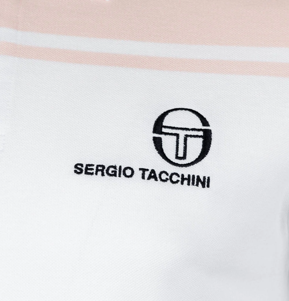 Sergio Tacchini New Young Line Polo Shirt White/Seashell Pink - Image 4
