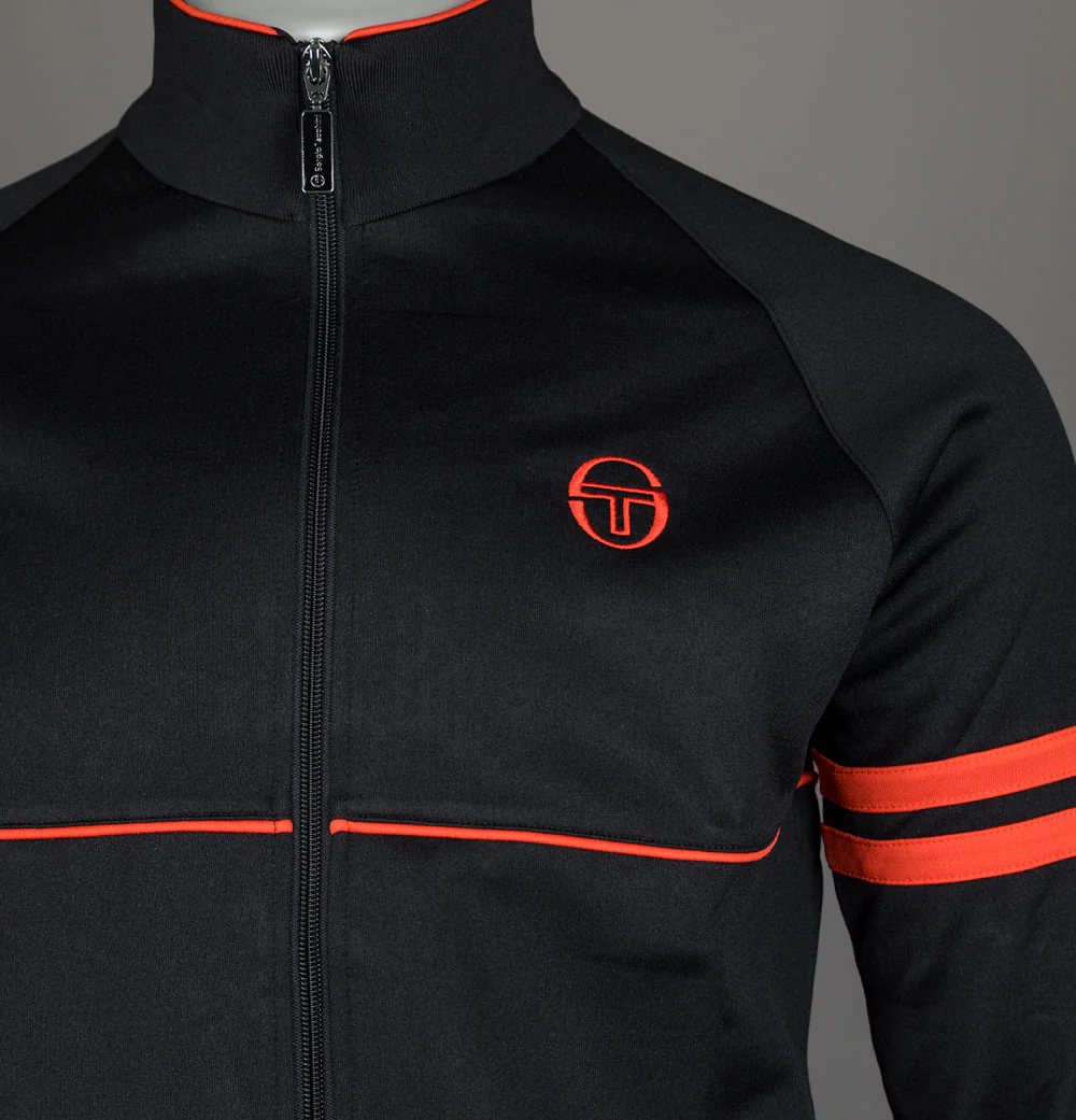 Sergio Tacchini Orion Track Top Black/Tangerine Tango - Image 3