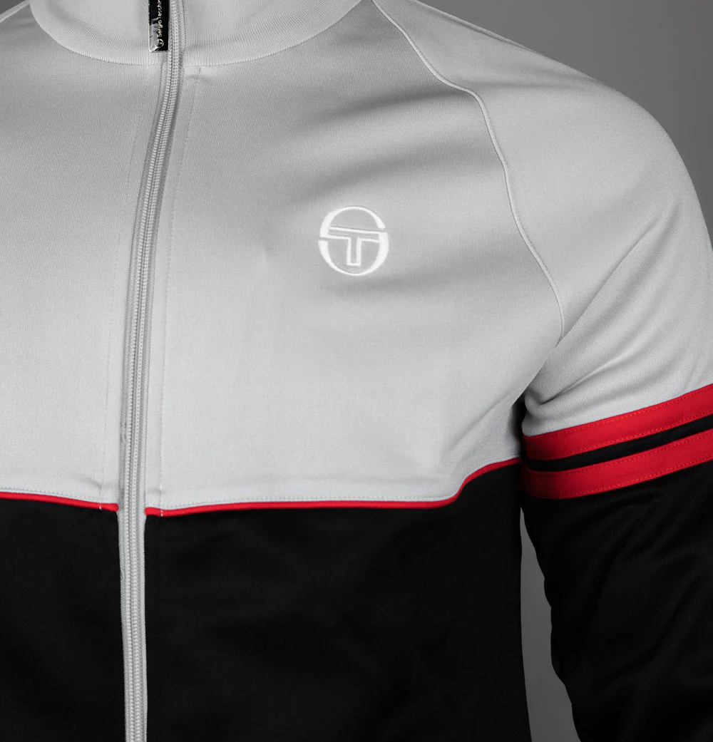 Sergio Tacchini Orion Track Top High Rise Grey/Black/Adrenaline Rush - Image 4