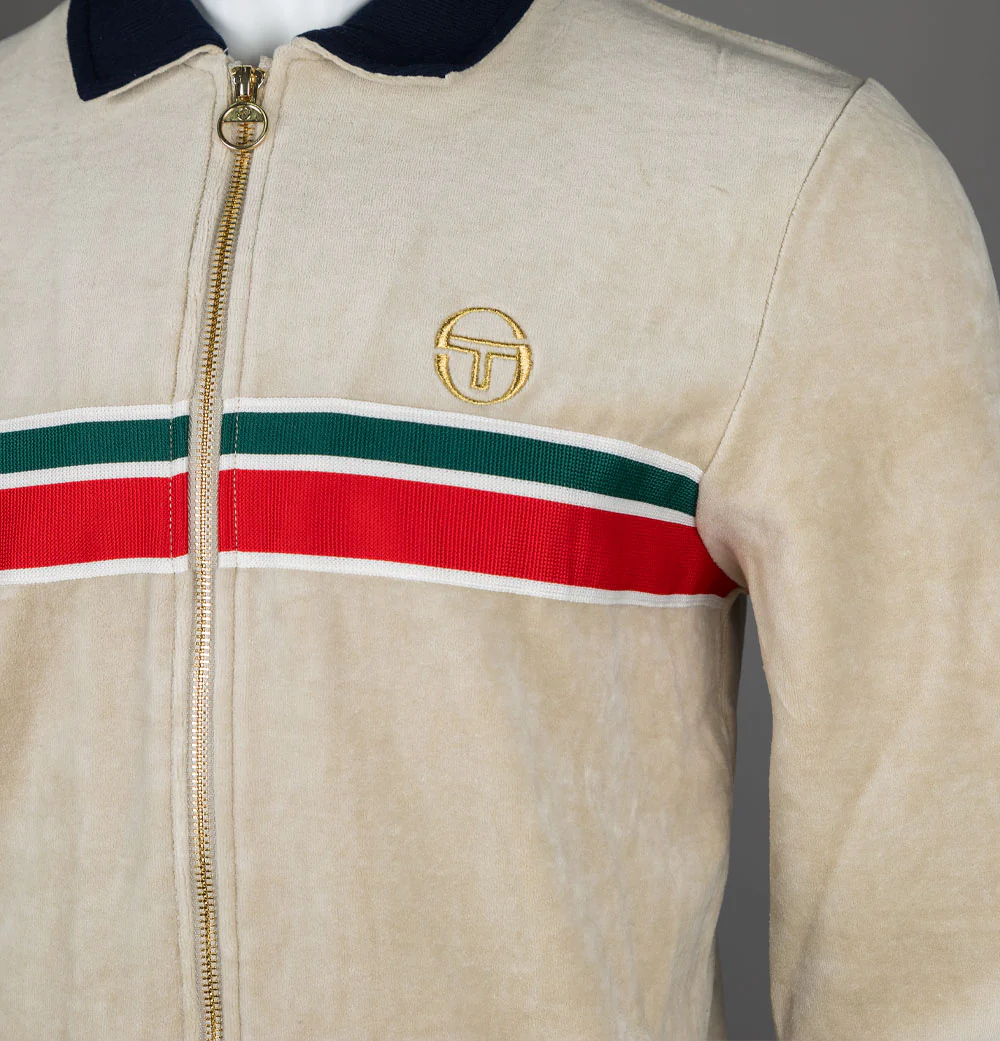 Sergio Tacchini Spencer Velour Track Top Pelican/Maritime Blue - Image 4