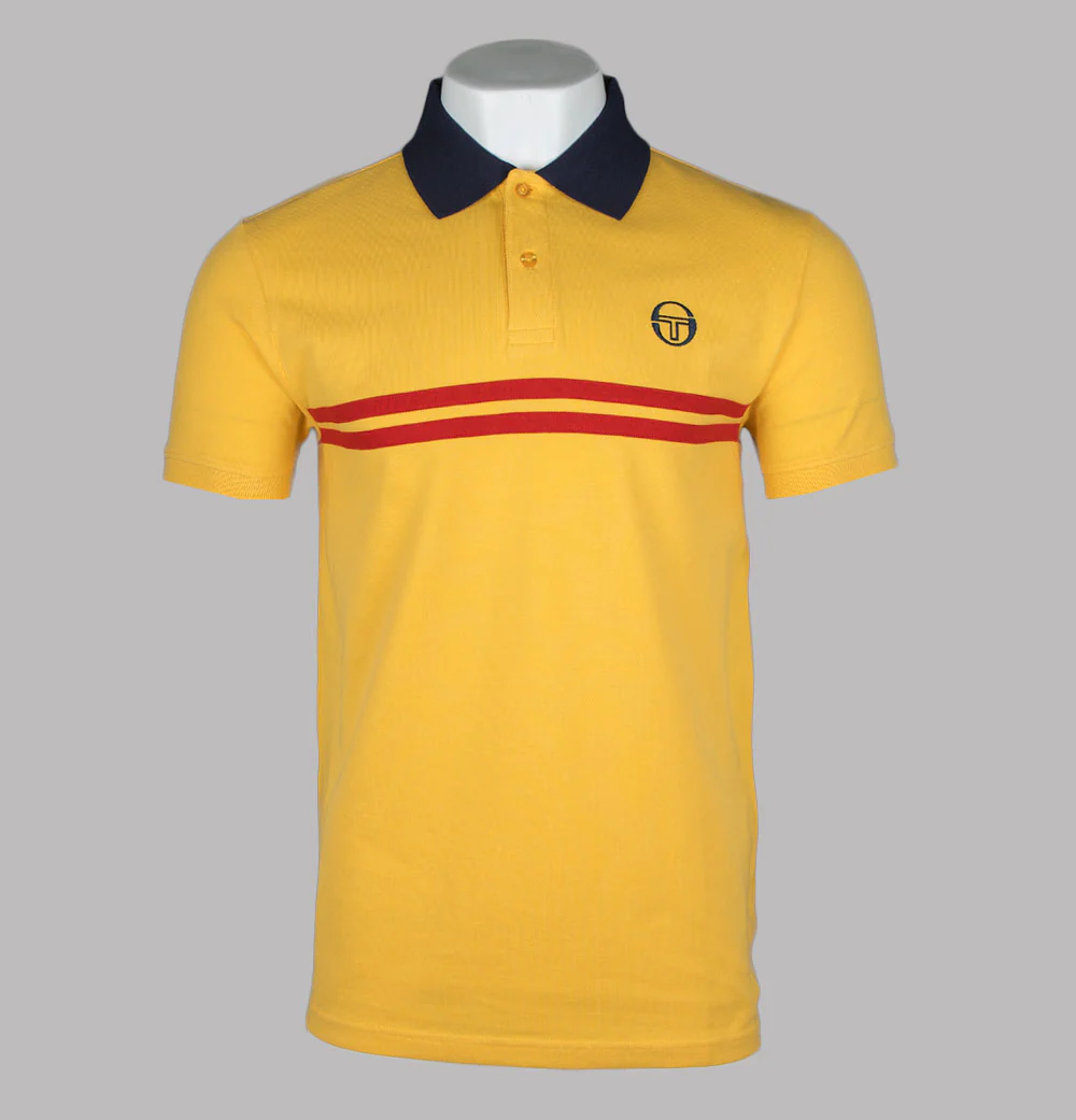 Sergio Tacchini Supermac Polo Shirt Daffodil/Maritime Blue/Adrenaline Rush