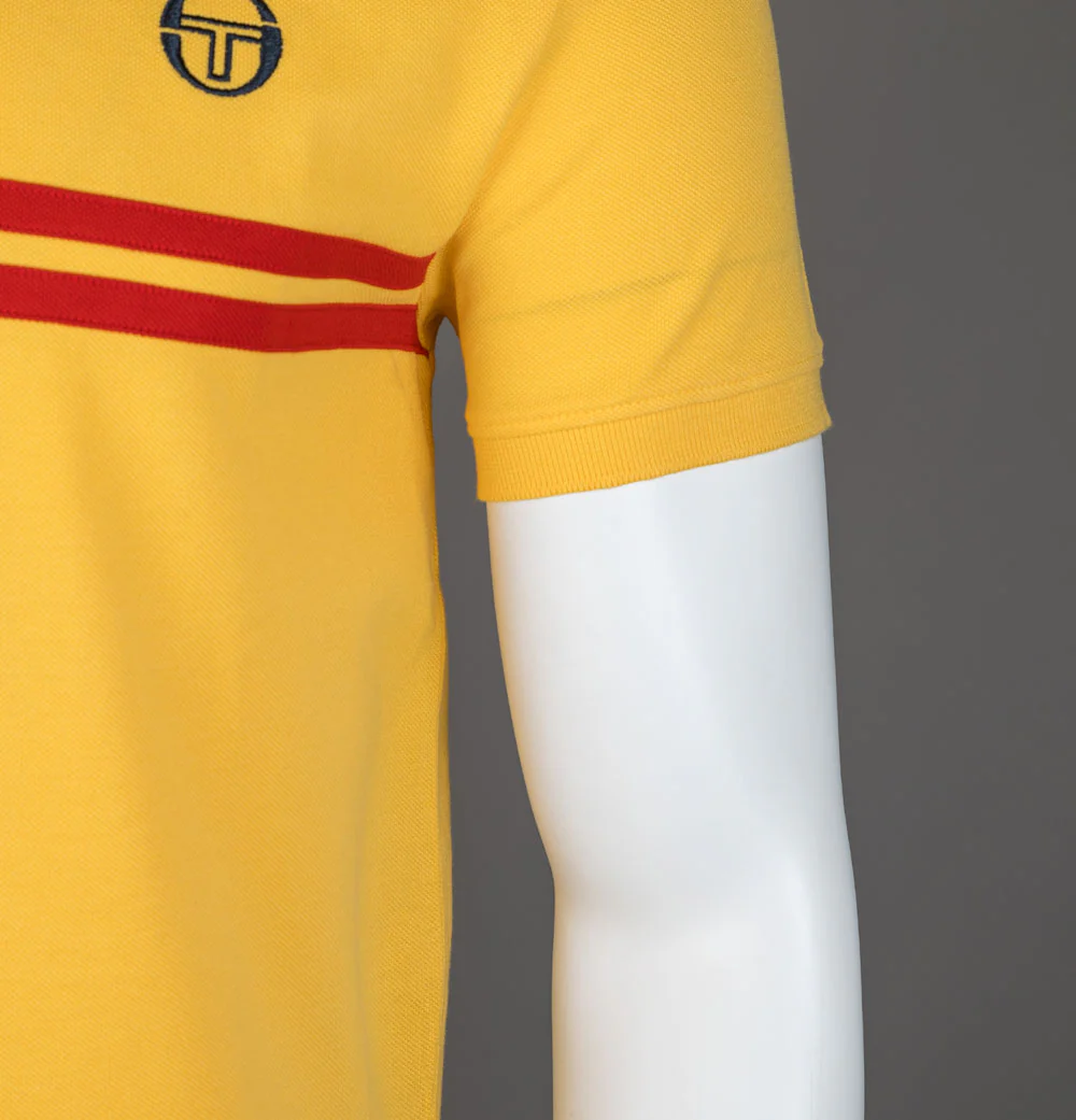 Sergio Tacchini Supermac Polo Shirt Daffodil/Maritime Blue/Adrenaline Rush - Image 4