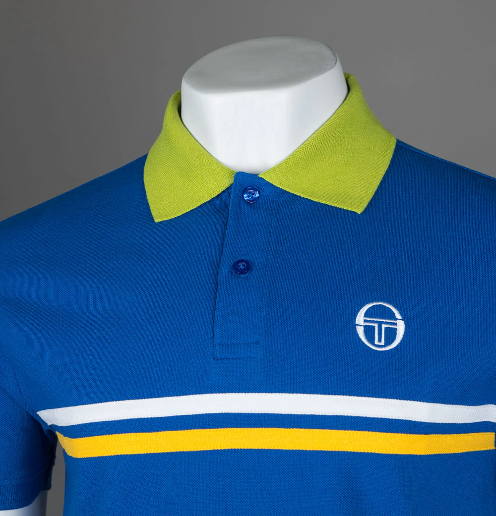 Sergio Tacchini Supermac Polo Shirt Nautical Blue/Dark Citron/Daffodil - Image 3