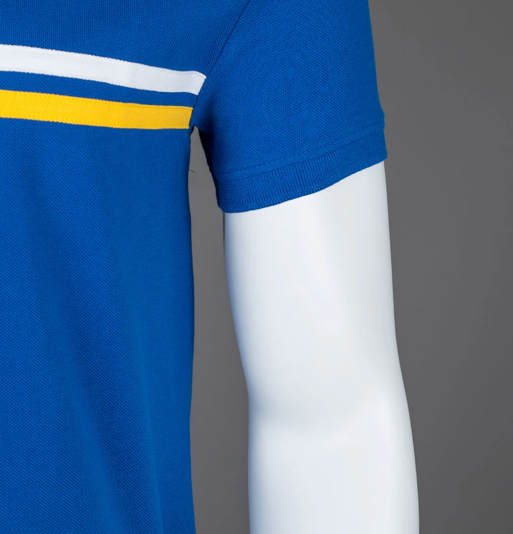 Sergio Tacchini Supermac Polo Shirt Nautical Blue/Dark Citron/Daffodil - Image 4