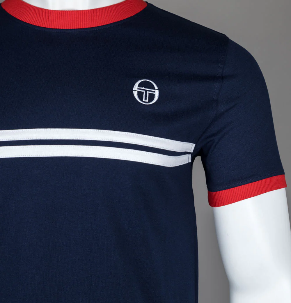 Sergio Tacchini Supermac T-Shirt Maritime Blue/Adrenaline Rush/White - Image 3