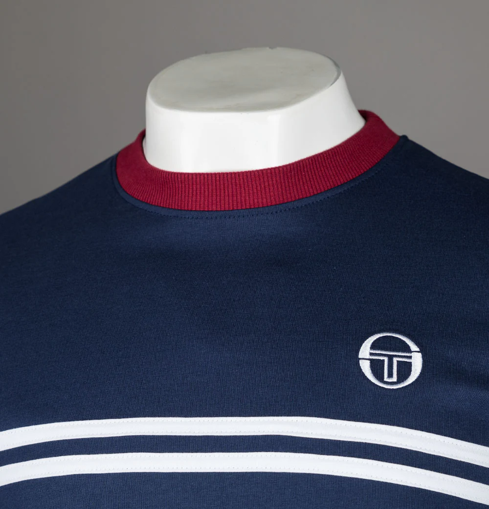 Sergio Tacchini Supermac T-Shirt Maritime Blue/Tibetan Red - Image 3