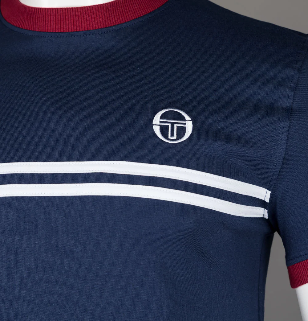 Sergio Tacchini Supermac T-Shirt Maritime Blue/Tibetan Red - Image 4