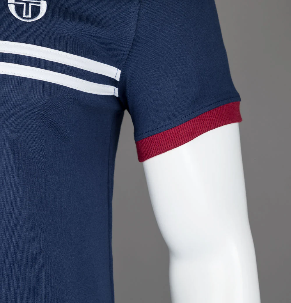 Sergio Tacchini Supermac T-Shirt Maritime Blue/Tibetan Red - Image 5