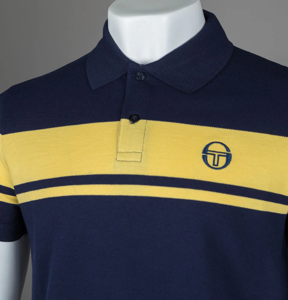 Sergio Tacchini Young Line Polo Shirt Maritime Blue/Lemon Drop - Image 3